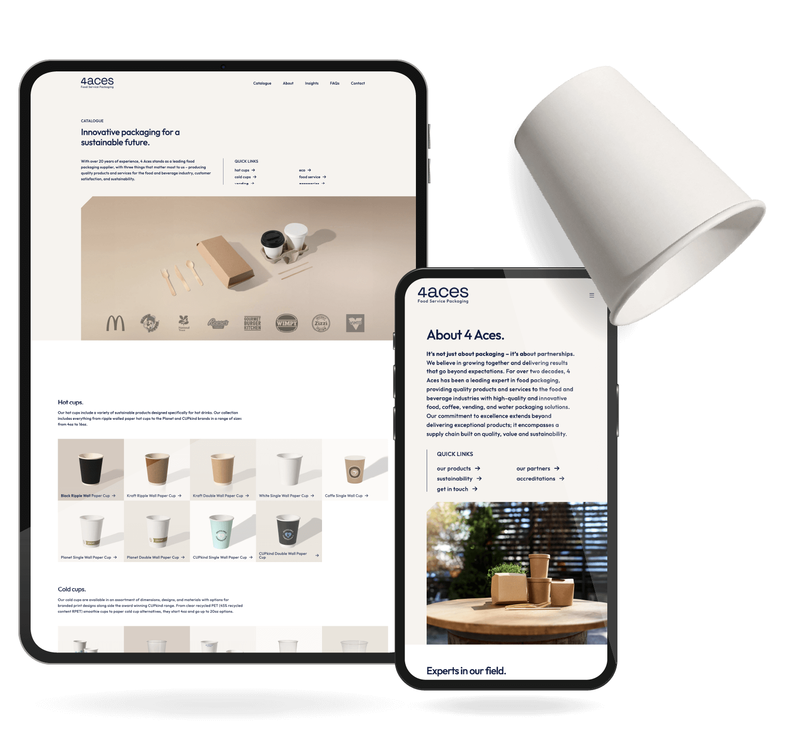 4 Aces responsive website design on mobile and tablet